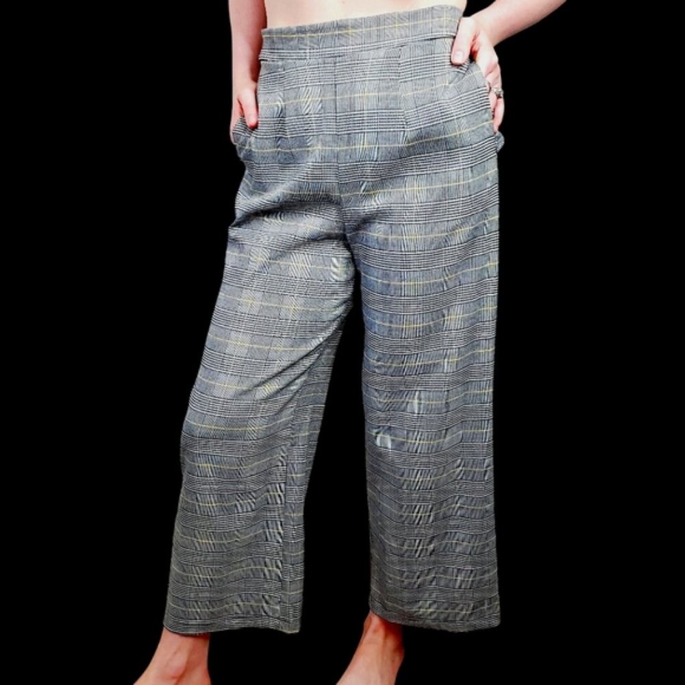 Modcloth Wide Barrel Leg Crop Plaid Preppy Academia High Rise Pants